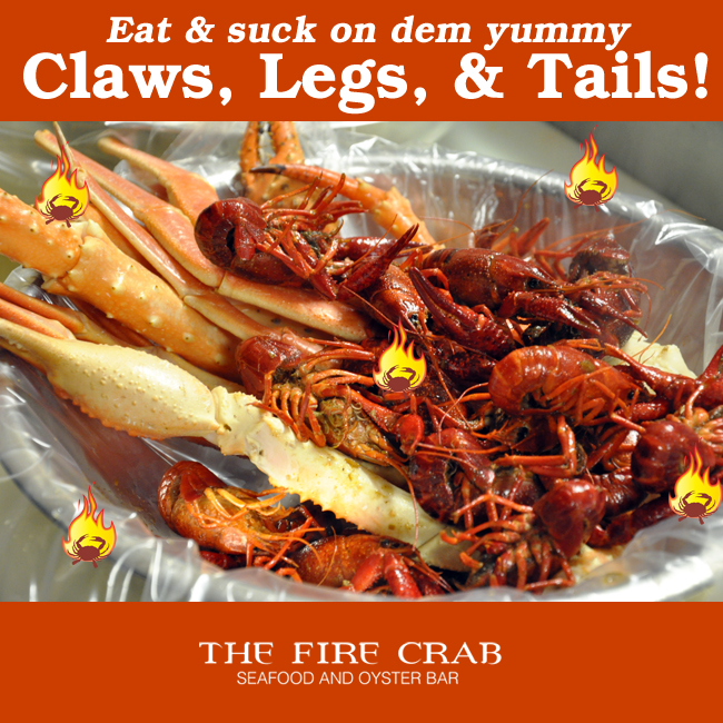 Suck Seafood Claws Legs Tails Crawfish Crab Legs Garden Grove Orange County OC Fire Crab