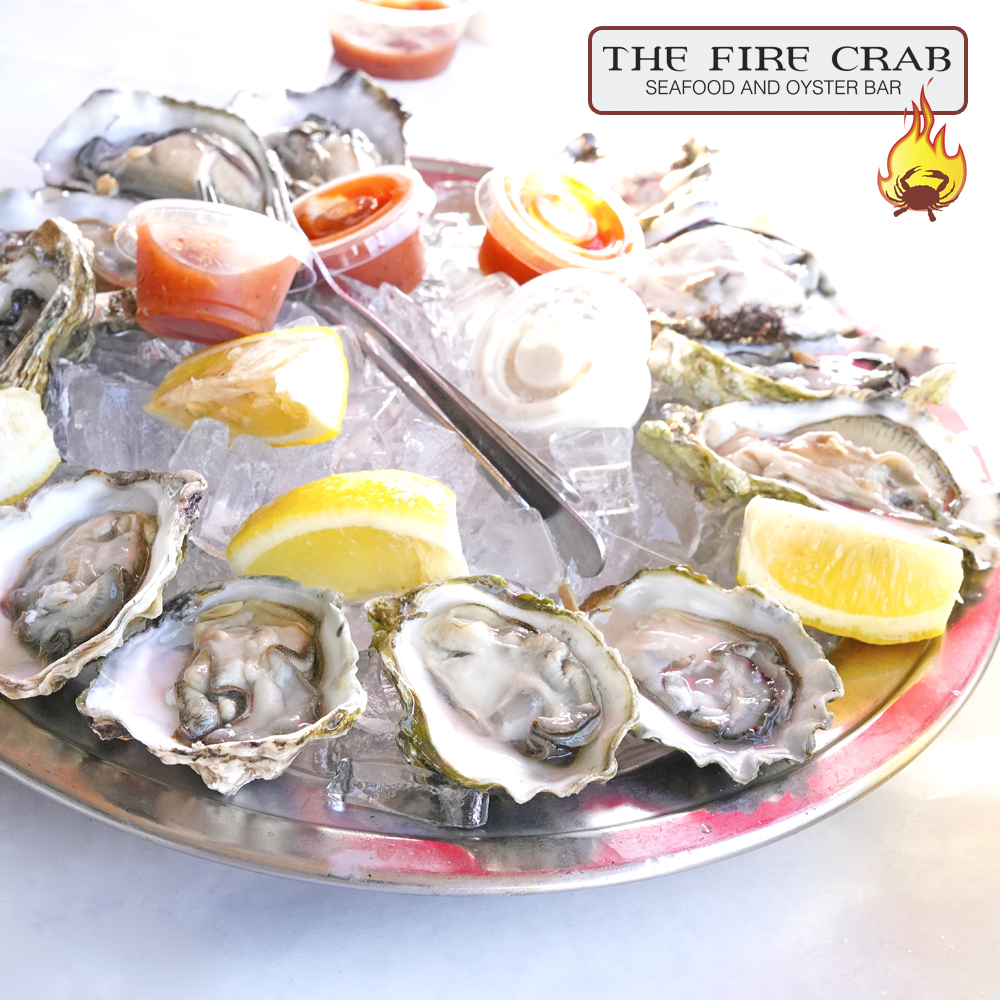 Oysters on a Half Shell Calm Cove Blue Point Malpeque Kumamoto Orange County OC Fire Crab